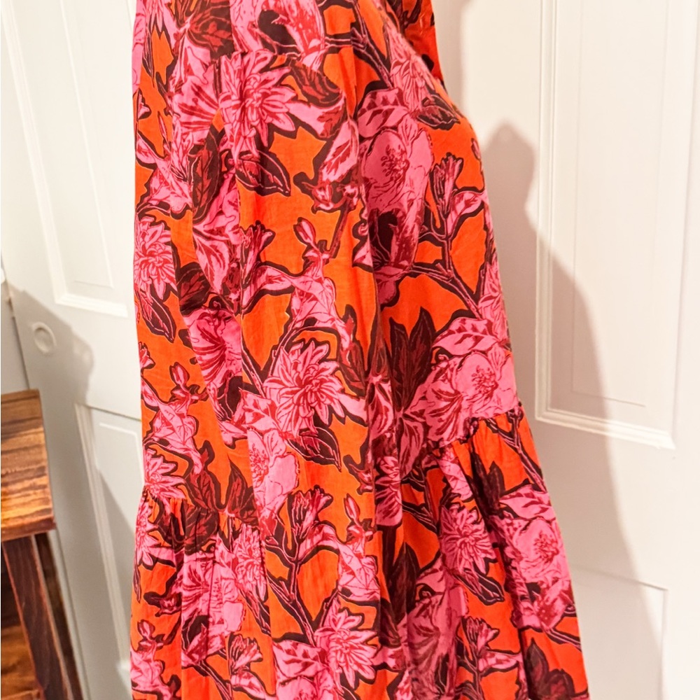 Tuckernuck Ro’s Garden Boho Tunic Blouse Floral Red Sz Large - Picture 5 of 8